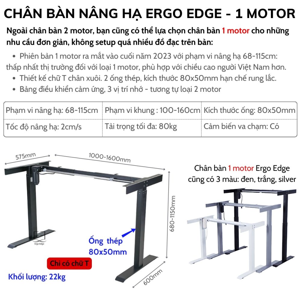 Ergohuman - bàn nâng hạ Ergo Edge